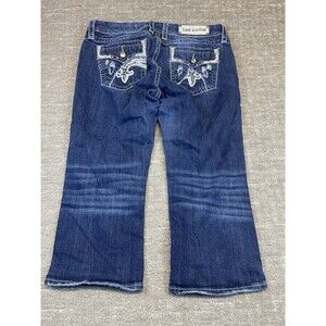 women’s Rock Revival Jeans 34 Rubella Easy Capri embellished, Bling Thick Stitch